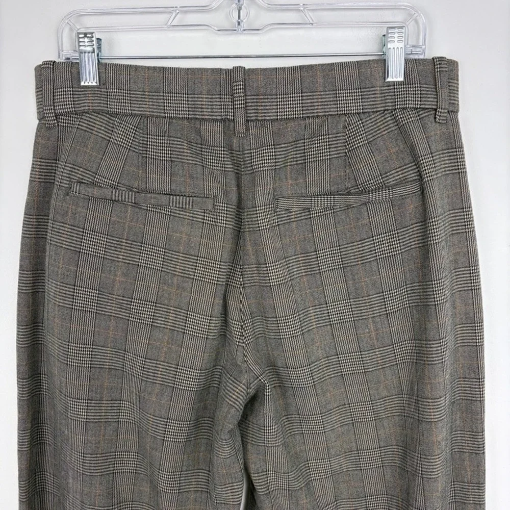 American Eagle Stretch Poppy Trouser Wide Leg Gray Plaid Academia Career Size 8